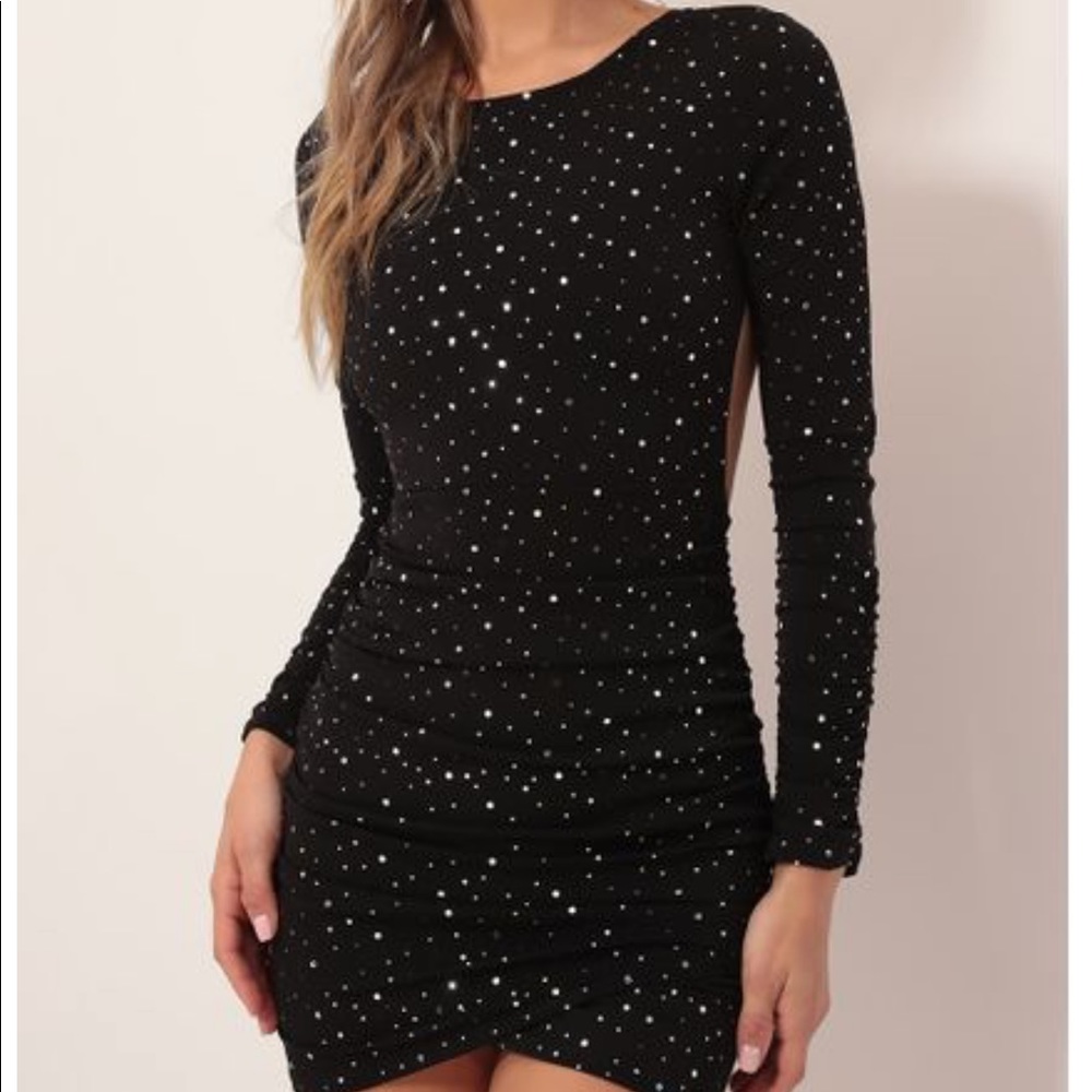 Josie Twinkling Open Back Dress In Black